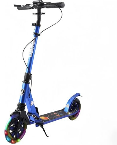 Big Wheel Scooter City Roller LED 180mm Klappbar Cityroller mit Handbremse, Tretroller Kinder ab 6 Jahre Mädchen Jungen Teenager D