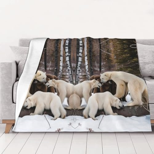 Coperta in pile di flanella morbida e pelosa con simpatici animali con pupazzo di neve, per divano letto, calda e accogliente coperta invernale