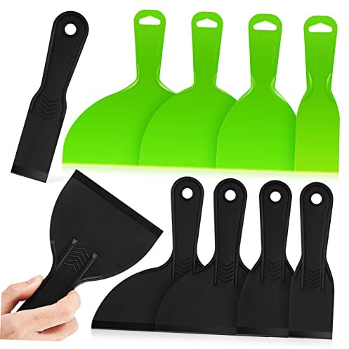 Angoily 10-teiliges Farbschaber-Set Kittkratzer Spachtel Wandspachtel Flickwerkzeug Kunststoffgriffe Schwarz Grün
