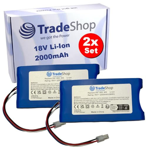 2X Trade-Shop Li-Ion Akku 18V / 2000mAh kompatibel mit Yard Force Amiro 400, 400i, 350, 350i ersetzt 1920726 / Rasenmäher Mähroboter Zubehör