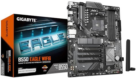 GIGABYTE B550 Eagle WIFI6 Placa Base - Procesadores AMD Ryzen Serie 5000 G, VRM de 10+3+1 Fases, hasta 3200 MHz DDR4, 1xPCIe 4.0 + 1xPCIe 3.0 M.2, LAN 1GbE, WiFi 6, USB 3.2 Gen 2