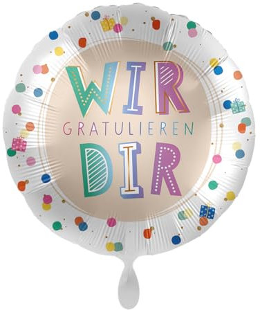 Folienballon * WIR GRATULIEREN DIR * als Deko und Geschenk für Geburtstag und bestandene Prüfung | Größe: 43cm | Partydeko Luftballon Ballon