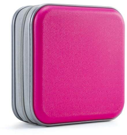UENTIP CD-Hülle mit 48 Kapazitäten, tragbare DVD-Hülle aus Hartplastik, CD-Organizer, Brieftasche, schützende DVD-Aufbewahrung (Rosa, 48)