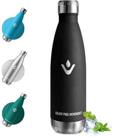 Botella Agua Termica 750ml, Botella Agua Acero Inoxidable sin BPA, Botella Termica Reutilizable con Doble Pared, Termo Agua A Prueba de Fugas, Botella Termo para Niños, Escuela, Oficina, Gimnasio