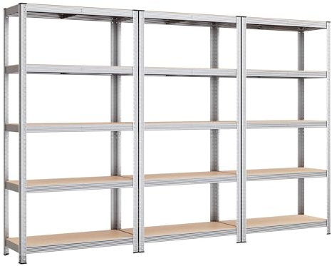 SONGMICS Estantería Pesada de 5 Niveles, Estantería de Acero, Montaje Rápido, Garaje, Almacén, Trastero, Carga de 875 kg, 40 x 270 x 180 cm, Plata GLR040E03