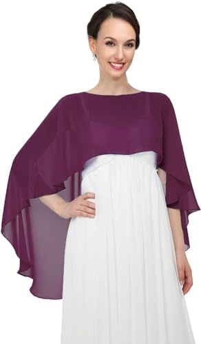Damen Chiffon Schal Stola,Leichter Tücher,Eleganten Cape Umhang,Einfarbiger Capelets für Frauen,Sommer Dünn Wraps für Braut Brautkleid Hochzeit Abendkleid Festlich Schaltuch Einheitsgröße,