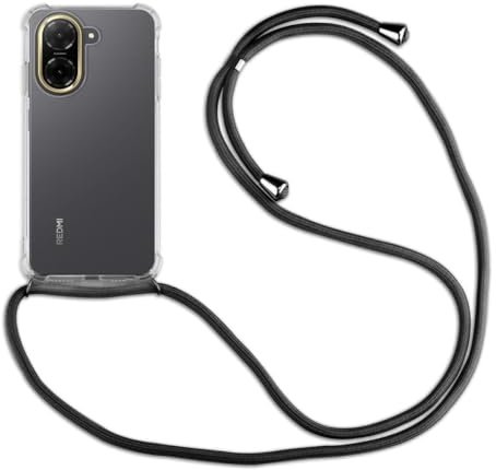 betterfon Handykette Hülle kompatibel mit Xiaomi Redmi A5 4G (Global 171,7mm) / Poco C71 4G | Smartphone Hülle Case mit Band | Handyhülle Handyband zum Umhängen | Schwarz