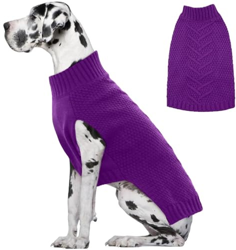 IECOii Great Dane Pullover,HundePullover für extra große Hunde Rasse,XXXXXL Haustiere Pullover Weihnachts Outfit,Dicker Warmer Hund Winter Pullover für männliche weibliche Hunde,Lila,5XL