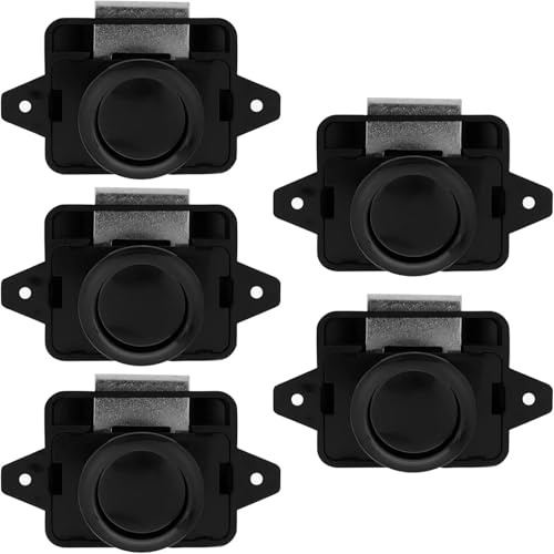5 Stück Push Lock Schloss Zinklegierung Schlüsselloses RV Schrankschlösser für Schrank Holzschrank Wohnmobile (Schwarz)