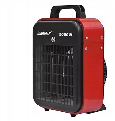 DEDRA Elektrischer Heizlüfter 5 kW, 400 V, Slim, für gut isolierte Räume, Thermostat, Überhitzungsschutz, drei Betriebsarten, Temperaturregelung, Metallgehäuse, bis zu ~ 50m2