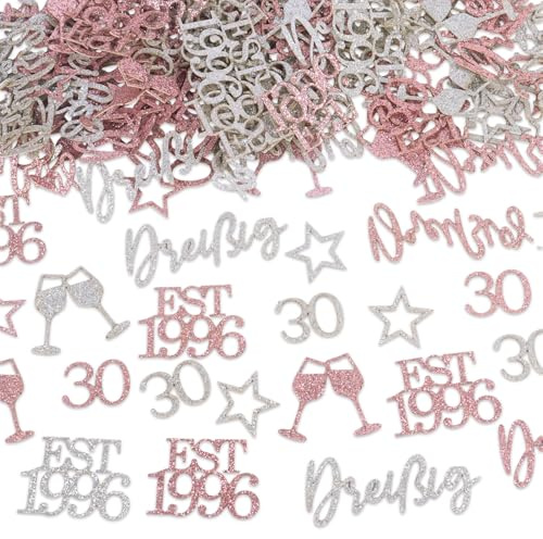 Deko 30 Geburtstag Frauen, 200 Stück Glitter Konfetti 30 Geburtstag Streudeko Tischdeko 30. Geburtstagsdeko 30er Geburtstags Geschenk Rosagold