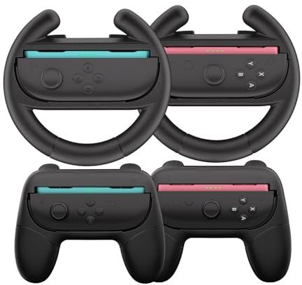 HEYSTOP [32 pièces] Volants pour Nintendo Switch 2 Joy-Con Grip Volants de Course pour Mario Kart 8 Deluxe 4 en 1 Jeu Mario Kart Switch 2 Housse de Protection pour Volant Joy-Con Grip Accessoires