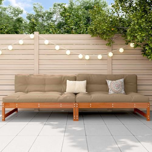 QUAHEAS Garten Mittelssofa aus massivem Kiefernholz wachsbraun, 240x84x70 cm, wetterfestes Outdoor Loungeelement, erweiterbar für Terrasse, Balkon, Veranda