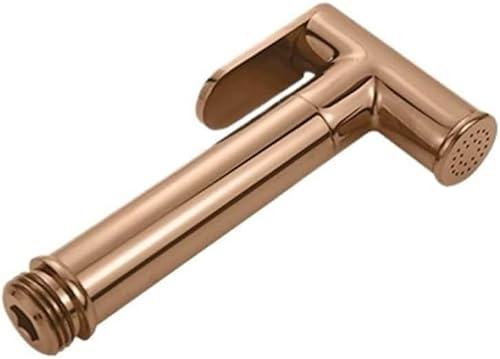 XAZLBIW Doccetta a Mano per Rubinetto WC, in Ottone Spazzolato Color Oro Rosa, con spruzzatore Bidet autopulente per Bagno (Oro Lucido)