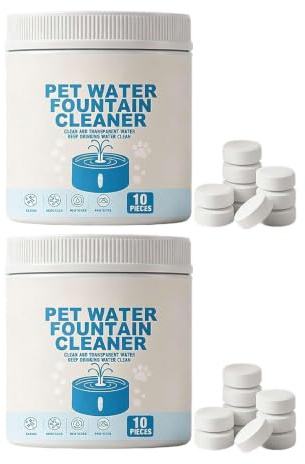 Pet Water Fountain Cleaner & Descaler Tablets,Cat Dog Fountain Pump Filter Cleaning Tablets,Removes Limescale & Buildup,Prevents Pets Water Bowl and Dispenser Fountain Slime,Healthy Teeth (1)