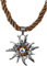 Trachtenkette Edelweiss Anhänger mit Kordellband diverse Farben Trachten Kette für Dirndl und Lederhose Trachtenschmuck (Braun)