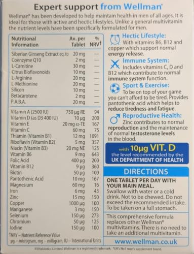 4 x Vitabiotics Wellman Original 30 Tablets by Wellman