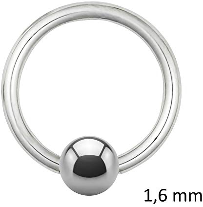 Treuheld Piercing Klemmring - Stahl - Silber - 1.6mm [09.] - 1.6 x 16 mm (Kugel: 6mm)