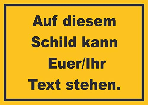 Schild mit Wunschtext waagerecht Text schwarz Hintergrund gelb A4 (210x297mm)