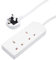 Invero® 2 Way Gang Double Socket Power Mains Extension Lead 20M Metre Cable British Approved 13A Amps - White