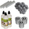 Original Hekers Set Keramik-Steine 24Stk grau. + 3 L Bioethanol + 3 Brenndosen inkl. Sparplatte + 3 Keramik-Schwämme für Gelkamin Tischfeuer Dekoration Kamin-Deko Bioethanol-Kamin