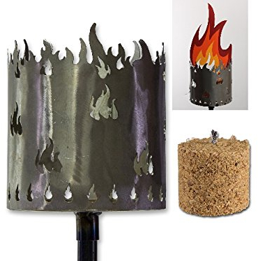 AS Metall Fackel Flammen 128 cm Beleuchtung Windlicht Gartenstecker Rost