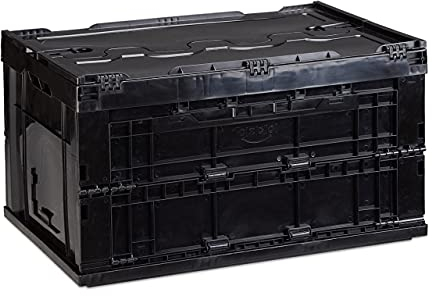 Relaxdays Profi Transportbox, stabil, Gewerbe, hochwertiger Kunststoff, Qualität, 60 L, HxBxT 32,5x58,5x39,5cm, schwarz