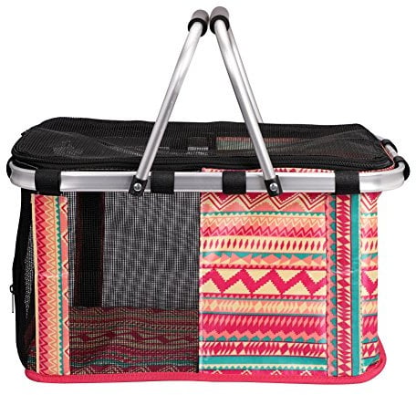 ITODA Haustier Korb Tragetasche für Haustiere Hund Katze Tasche Haustier-Träger mit weichen Seitenteile Reißverschluss Kunststoff-Bodenplatte Aluminiumlegierung Material Perfekt für Reisen Rot