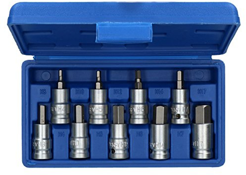 1/2 Drive Shallow Metric Hex/Allen Key Bit Socket 4mm - 17mm 9pcs Bergen