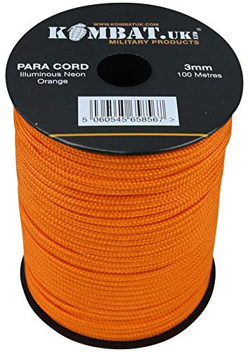 Army Combat Military Para Cord 100m Roll Reel Rope Basha Tent Neon Orange