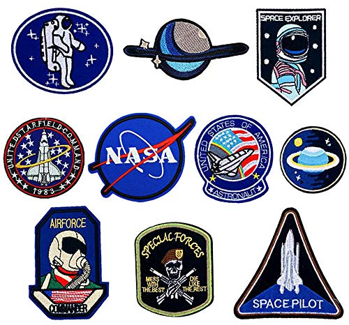 O-Kinee Aufbügelflicken Kinder,10 Stück NASA Aufnäher Bügelflicken Bügelbilder Aufbügler Kinder Flicken Patches zum Aufbügeln Bügelpatches Applikation für DIY T-Shirt Jeans