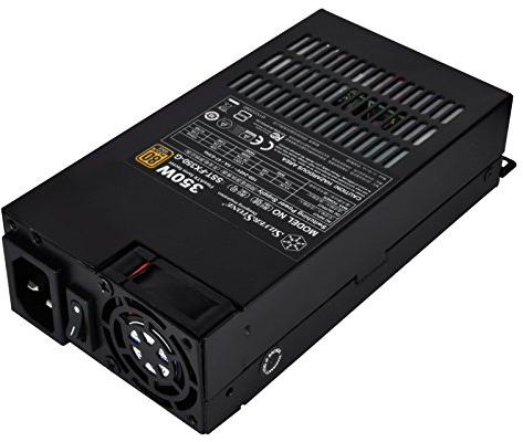 SilverStone Technology Fuente de alimentación Flex ATX de 350 vatios con cables fijos y 80 Plus Gold con conector PCIe de 6 pines SST-FX350-G-USA, negro (pintura sin plomo)