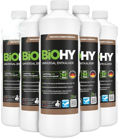 BiOHY Universal Entkalker (6 x 1L) | Konzentrat für Kaffeemaschinen, Wasserkocher, Glaskannen & Haushaltsgeräte | Starker Kalklöser auch für Glas- & Edelstahlflächen