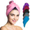 Fit-Flip Haarturban Mikrofaser - 2 Stück Haarhandtuch mit Knopf - schnelltrocknend und saugstark - Microfaser Kopf Turban - Haar Handtuch (rosa-lila)