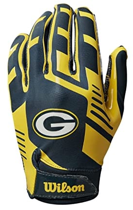 Wilson Unisex-Youth NFL Team Super Grip Gloves, Green Bay Packers