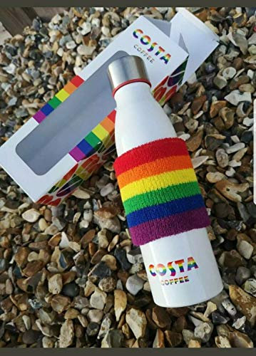 COSTA COFFEE NEW White Stainless Steel PRIDE 20 Travel Flask LIMITED EDITION