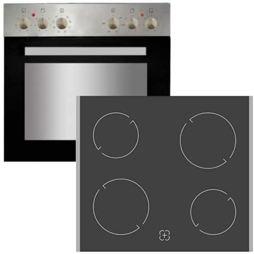 PKM Einbau-Herdset BIC7 GK IX4/ Glaskeramik-Kochfeld mit 4 Kochzonen/Induktionskochfeld/ 60cm/ 7 Backofen-Funktionen/Heißluft/Umluft/XL Garraum 76L/ Edelstahl