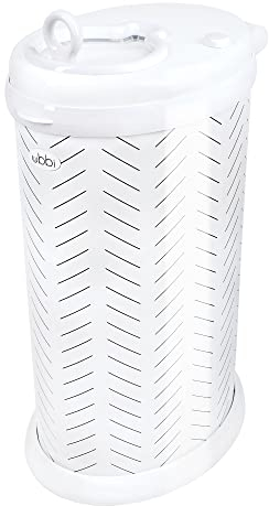 Ubbi Steel Diaper Pail, Odor Locking, No Special Bag Required, Award-Winning, Registry Must-Have, Herringbone
