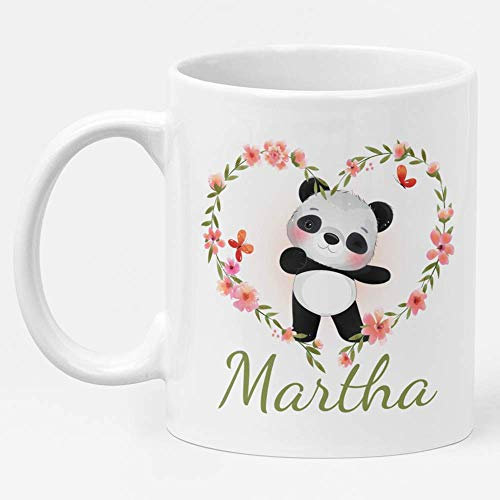 Personalisierte Panda-Kaffeetasse für Panda-Liebhaber – individuelle Tasse mit Namen – lustige Panda-Geschenke für Männer und Frauen – weiße Tasse mit 313 ml