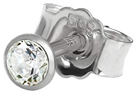 NKlaus Ohrstecker einzeln 585er Weißgold 14 Karat Zirkonia Weiß 5mm 1 Stück