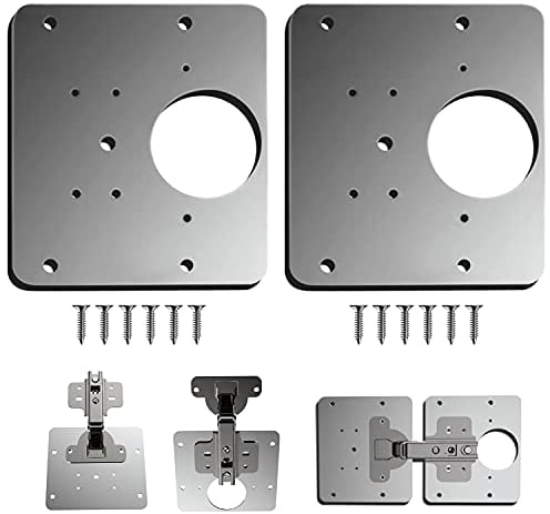 Placa Reparación Bisagra,2 Piezas unidades acero inoxidable juego de reparación con tornillos de fijación para muebles de madera, cocina, armarios, muebles (2)