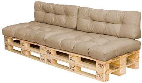 Royal Schneider Palettenkissen Set Palettensofa Palettenpolster Sitzkissen Rückenkissen 120x80cm, 4er Set, 500-21 Cappuccino
