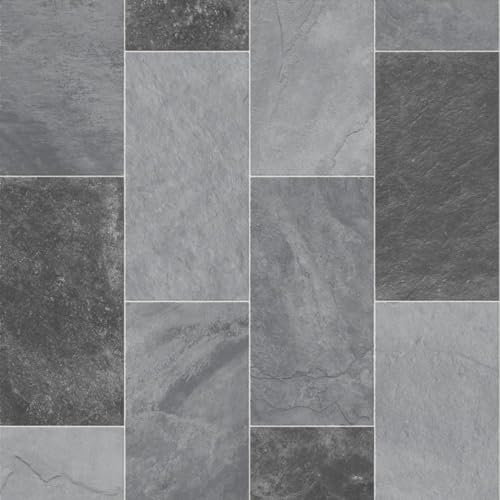 ASRM989D-Stone Effect Anti Slip Vinyl Flooring Home Office Kitchen Bedroom Bathroom Lino Modern Design 2M 3M 4M wide (989D, 2m(L) X 2m(W) (6'6 X 6'6))
