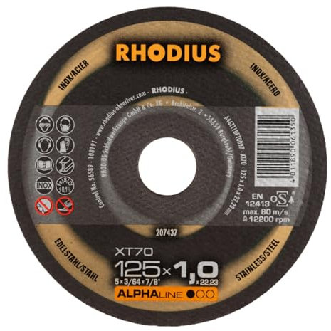 RHODIUS ALPHAline XT70 Extradünne Trennscheibe 125 x 1,0 x 22,23 mm 25 Stk