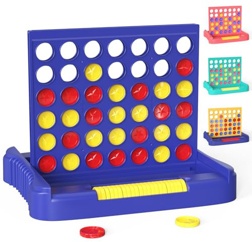 Pup Go Conecta 4 Azul, Juego de Mesa Clásico y Familiar Desde 3+ años, Juguete Divertido Estrategia Educativo, Portátil para Viajes para 2 Jugadores, Tablero Plegable con 6 Discos de Repuesto