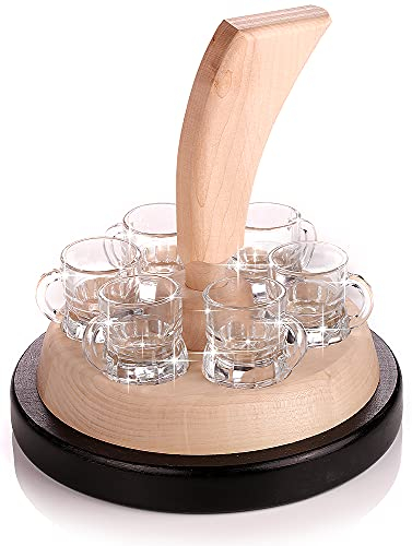 Schnaps Eisstock mit Gläser, Holz Eisstock mit Schnapsgläser