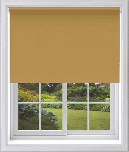 Caecus Ochre Blackout Roller Blinds Made To Measure Window Blinds Easy Fit Child Safe Thermal Properties Home Office Fitting Included Up To 240cm Width x Up To 160cm Drop