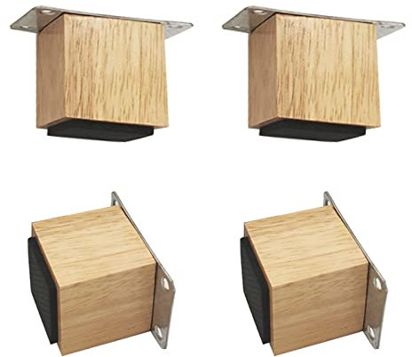 kufu01 Moderne Massivholz Möbelfüße,Eiche Sofabeine TV-Schrankfüße,Couchtischbeine Bettbeine,Couch Sessel Bücherregalbeine Bettfüße,3 Farben,4 Größen,mit Zubehör,4pcs (5cm/2in,Wood Color)