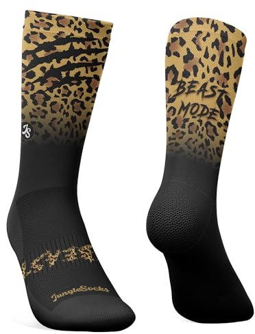 Jungle Socks Lustige Bunte Lange Sportsocken für Männer und Frauen für CrossFit, Radfahren, Straße, Wandern, Laufen, Fitnessstudio - Lange Radsocken, MTB, Radsocken, Rennrad. EU 43-46