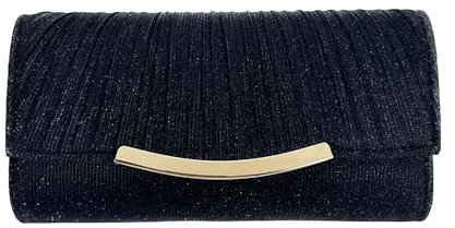 XFSRG Kettentasche Clutch Damen Glitzer Abendtasche mit Abnehmbarer Kett Frauen Kettentasche für Hochzeit Party Cocktail Abschlussball（Schwarz）